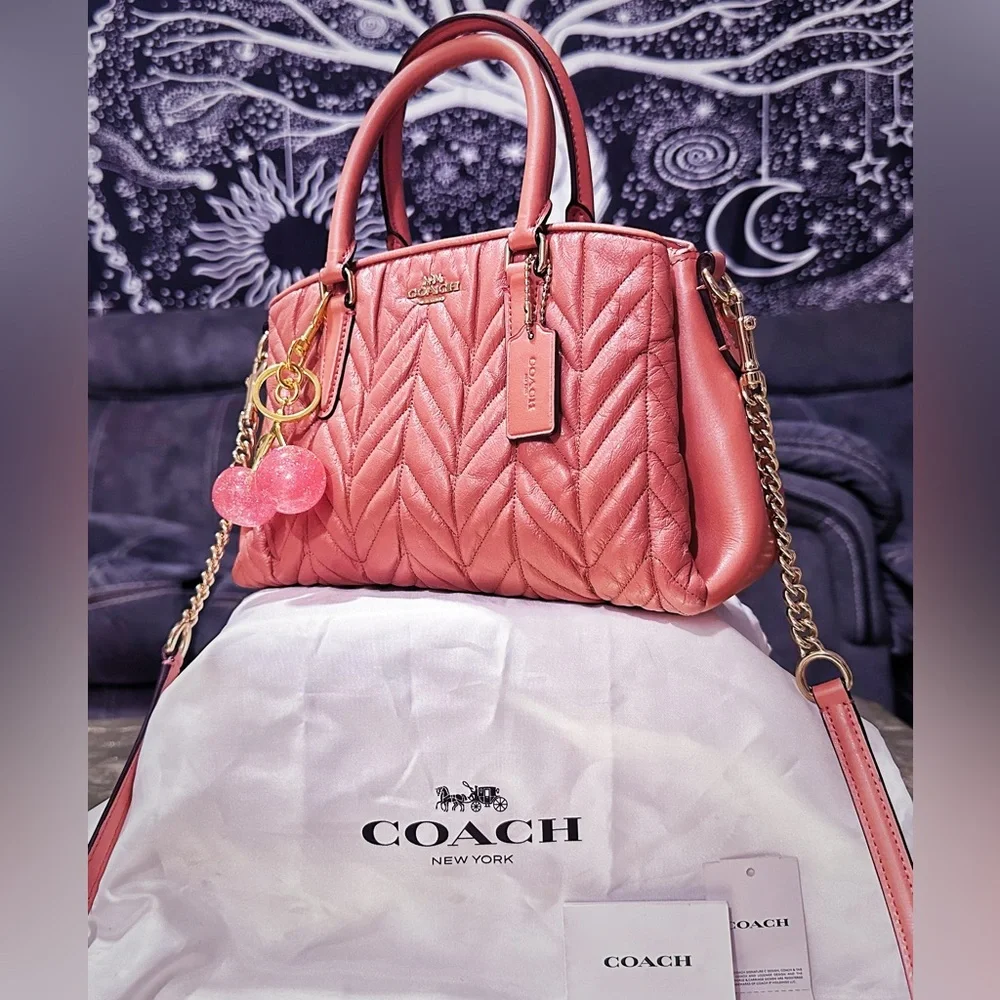 Coach soho shoulder bag Quilted Pink Satchel small crossbody bag tote bag - Picture 14 of 17